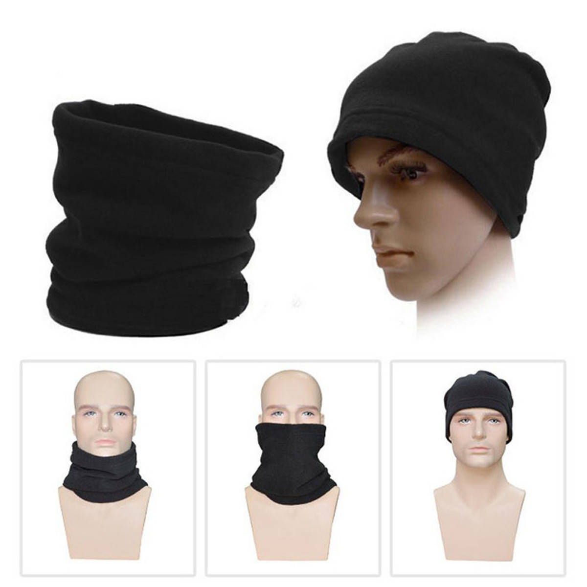 

Зимний теплый хомут бафф Черный / Лыжная шапка флисовая, унисекс