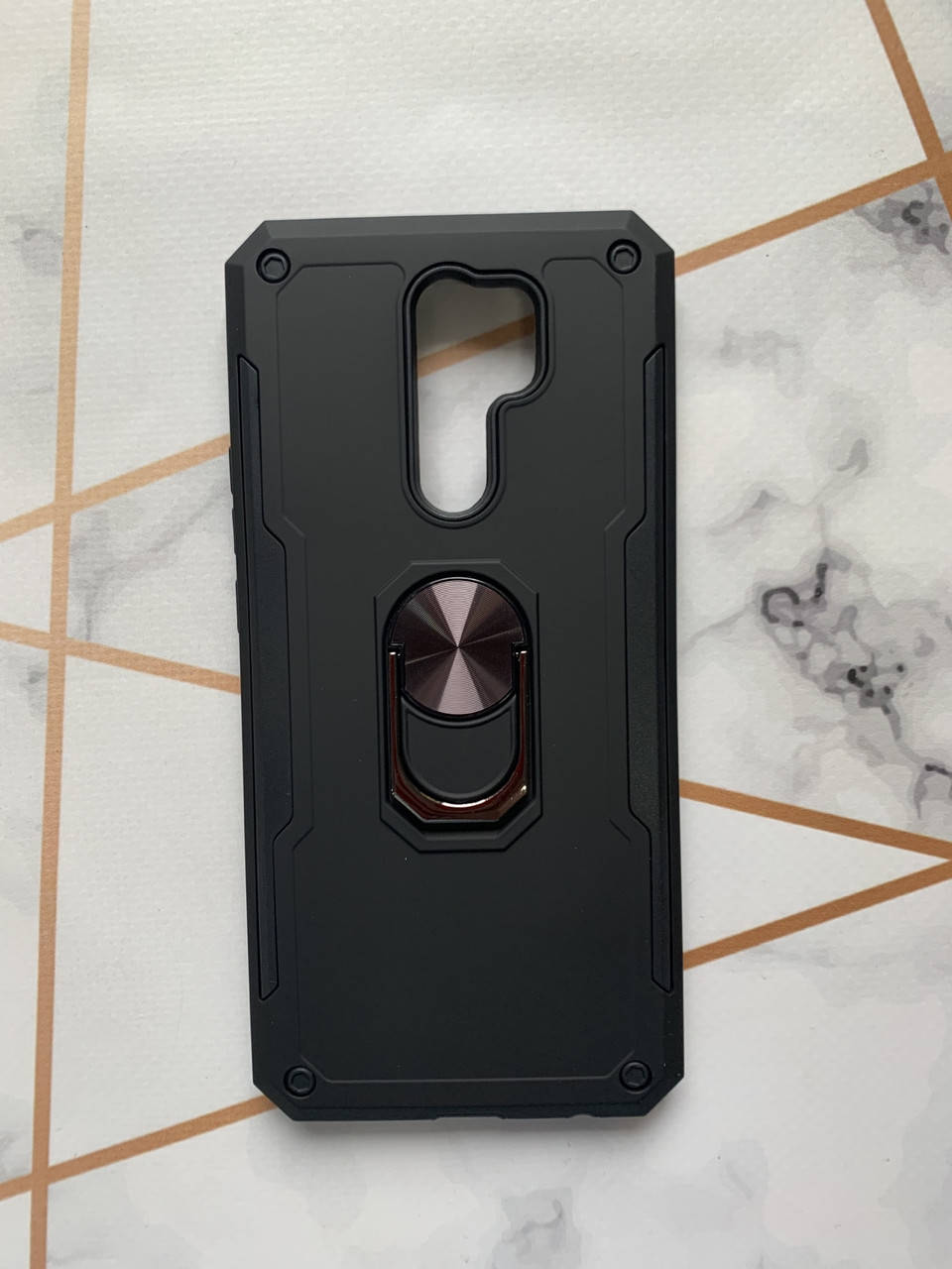 

Силиконовый чехол Hard 2 с кольцом-подставкой для Xiaomi Redmi 9 Чёрный, Черный