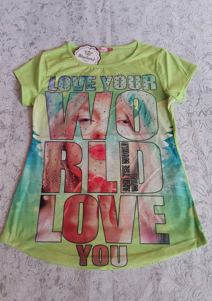 

Модная футболка на девочек 128,140,152,164 роста love your 152, Разные цвета