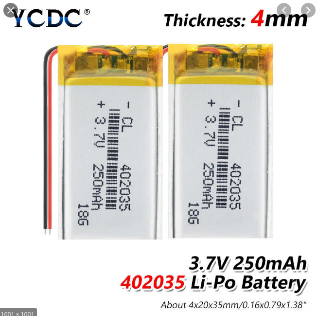 

Аккумулятор литий полимерный плоский Li-Po 402035 3,7 v 250 мah