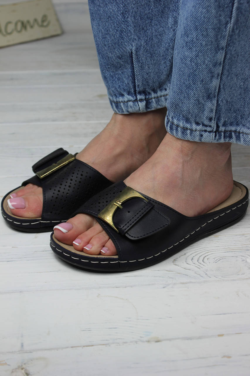 

Шлепанцы женские из пресс кожи черные 41