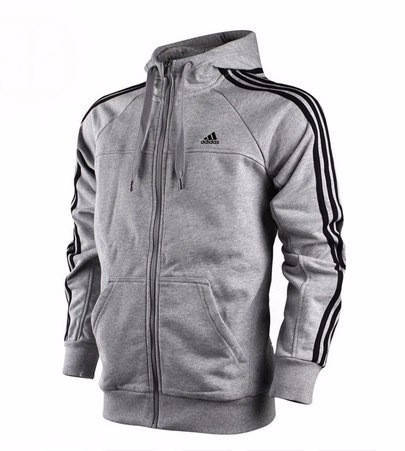 

Мужская спортивная толстовка на молнии Adidas, серая с лампасами, Серый