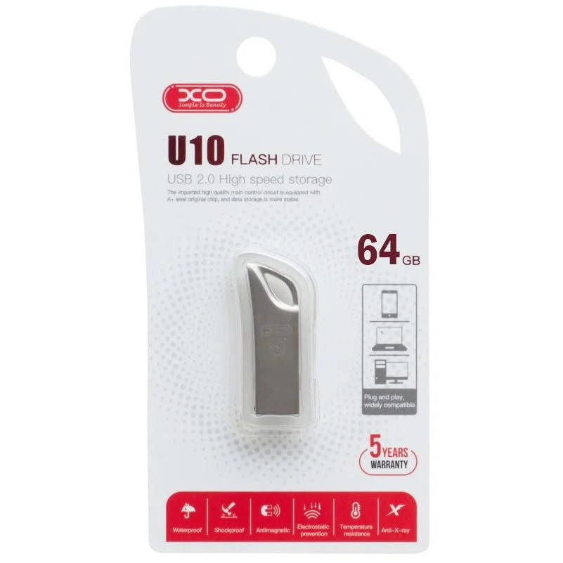 

USB флеш XO U10 64GB Metal Original, Серый