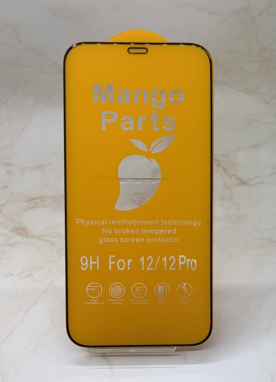 

Защитное стекло iPhone 12 полное покрытие Full Glue полный клей PREMIUM, Черный