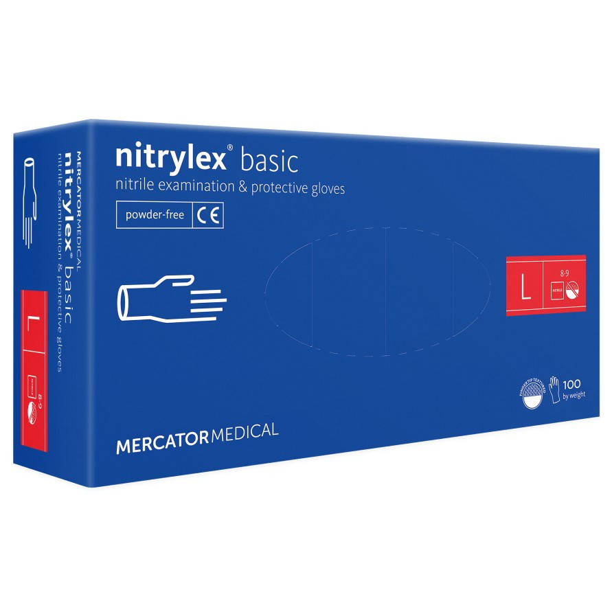 

Нитриловые перчатки Mercator Nitrylex Basic размер  синие (50 пар, Синий
