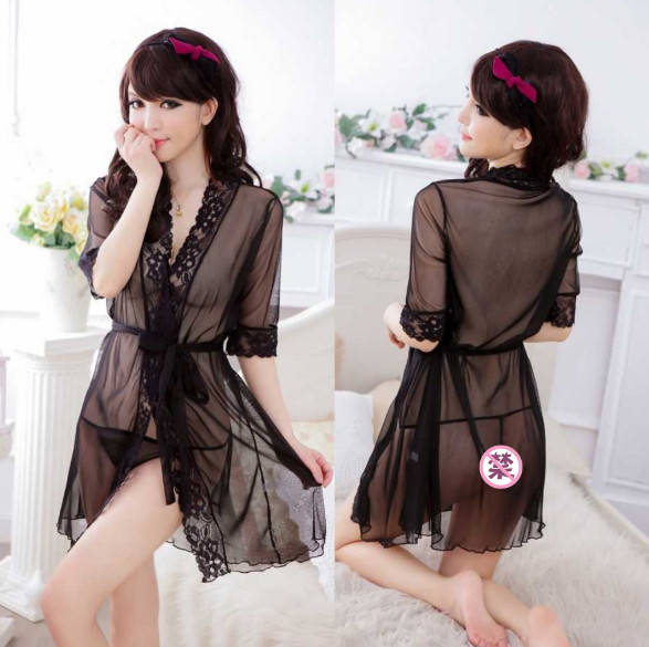 

Сексуальный халатик прозрачный кружевной 002, Черный