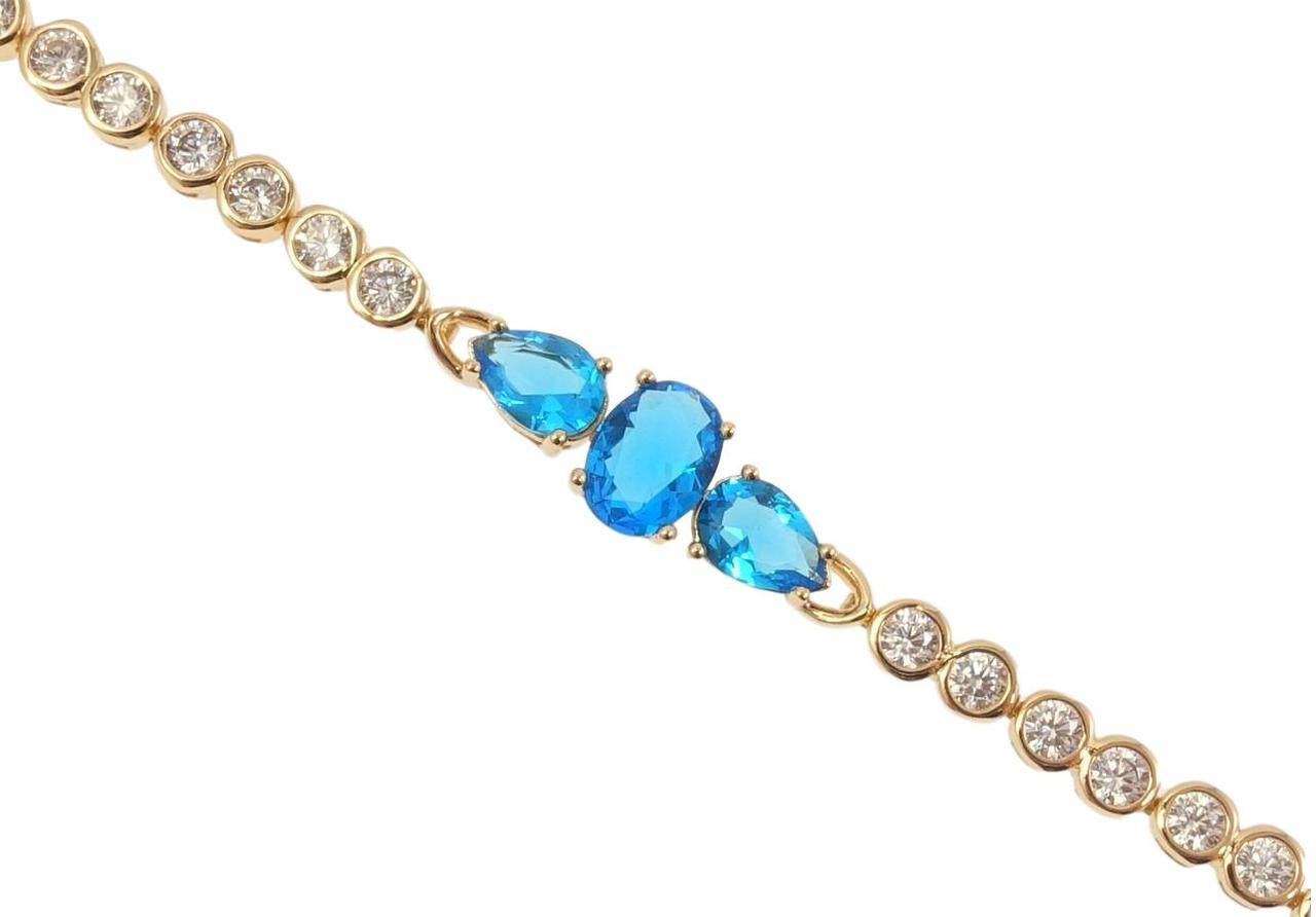 

Браслет Xuping Позолота 18K "Дорожка циркония с вставкой из голубых кристаллов" дл. с доп.замком 17,18.5см х