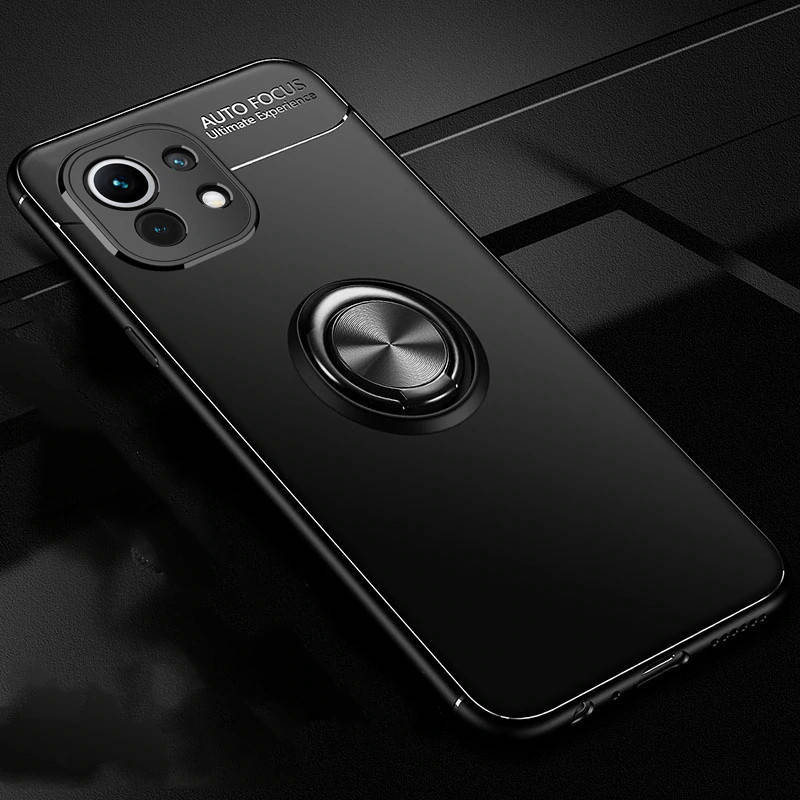 

Силиконовый чехол для Xiaomi Mi 11 Lite 4G 5G черный матовый с кольцом