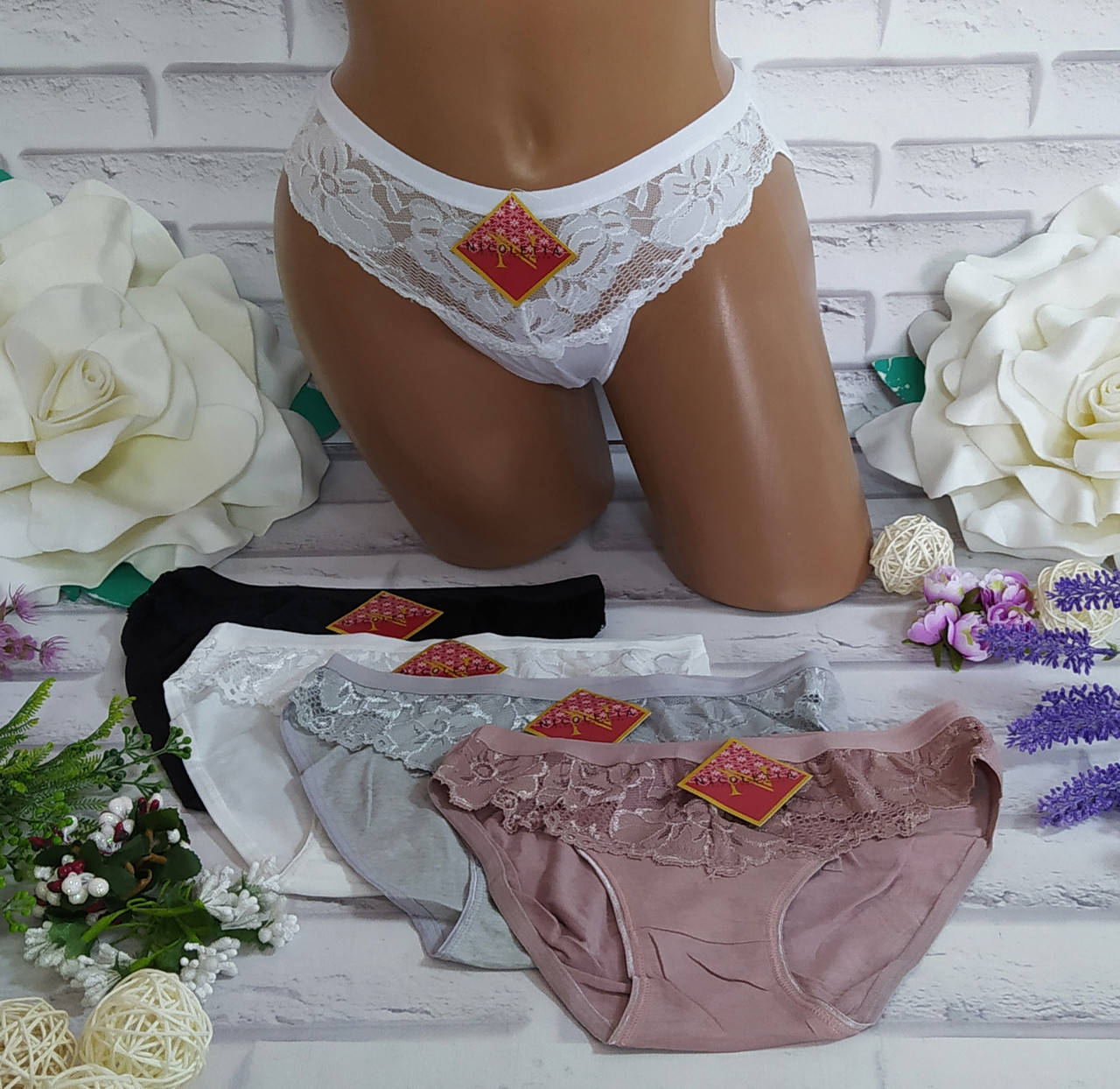 

Трусы женские 2XL- (р. 44-46) хлопок Nicoletta, Разные цвета