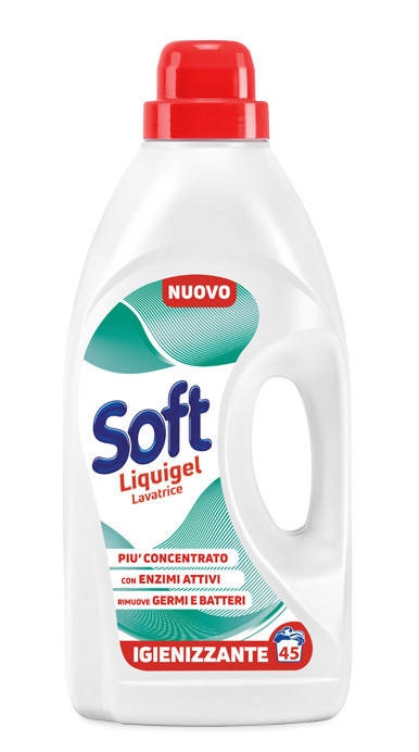 

Дезинфицирующий Гель для стирки Soft LIQUIGEL "Sanitizing"45 стирок, 2,5л