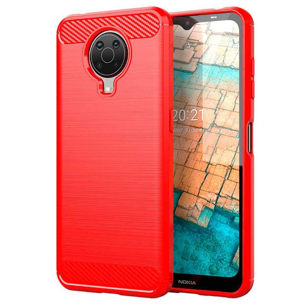 

Накладка Lenuo Carbon Fiber для Nokia G10 Красная, Красный