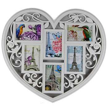 

Фоторамка коллаж Сердце на 6 фото 10*15 см белая/розовая (B-15)