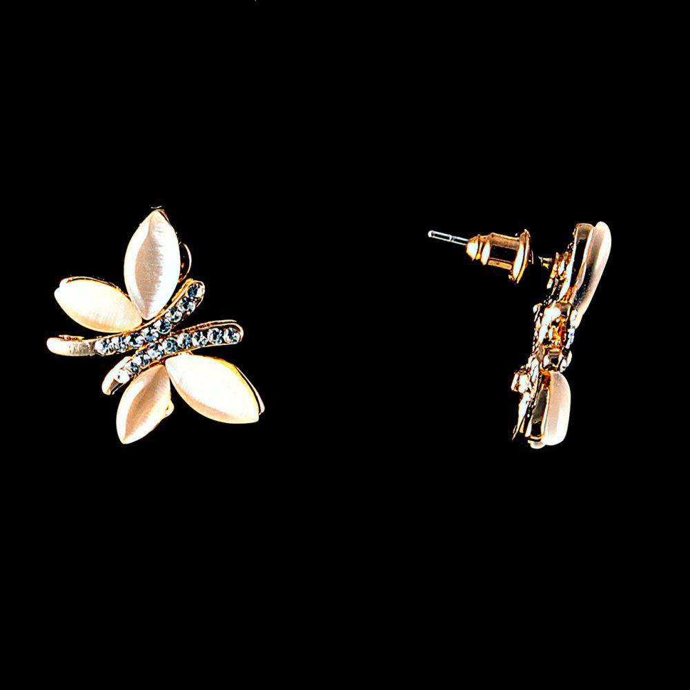 

Серьги-гвоздики "Бабочки" вставка Кошачий глаз\ стразы\ металл под "золото \ 22mm