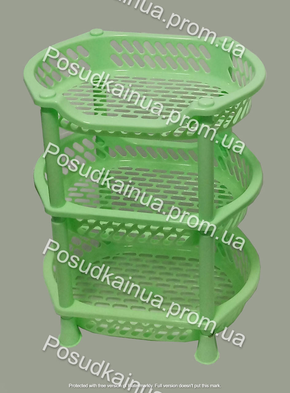 

Этажерка пластиковая для ванной EFE Plastics 3 яруса зеленая