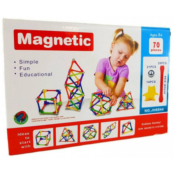 

Конструктор магнитный 70 деталей MAGNETIC JH8944