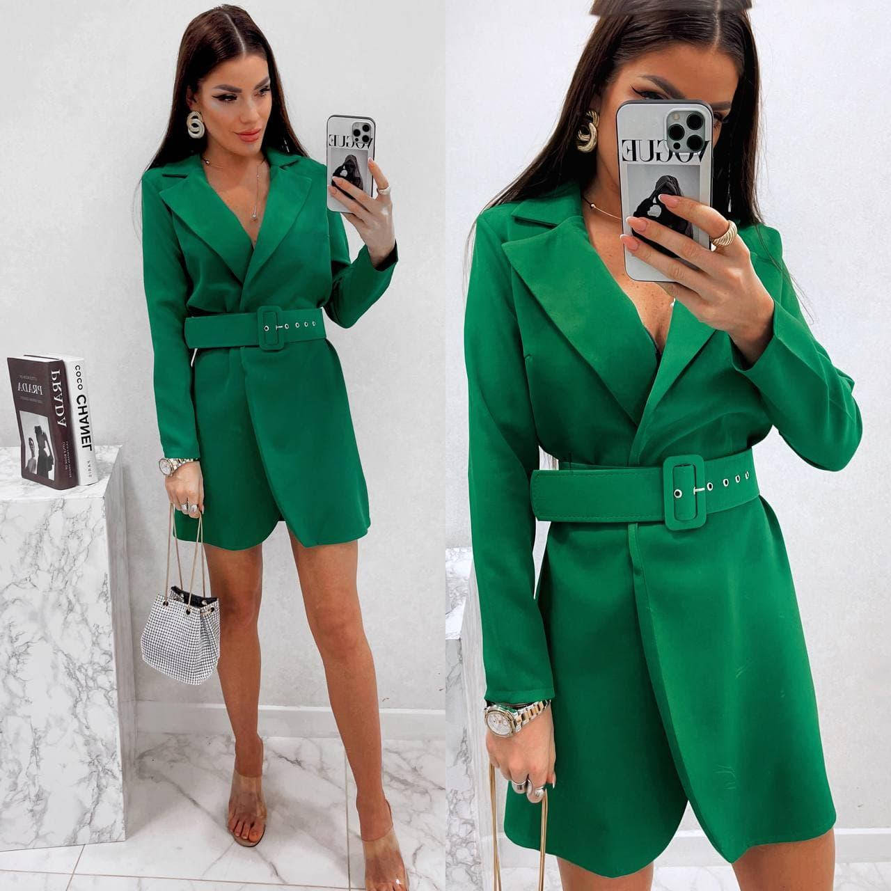 

Стильное модное платье пиджак зеленый