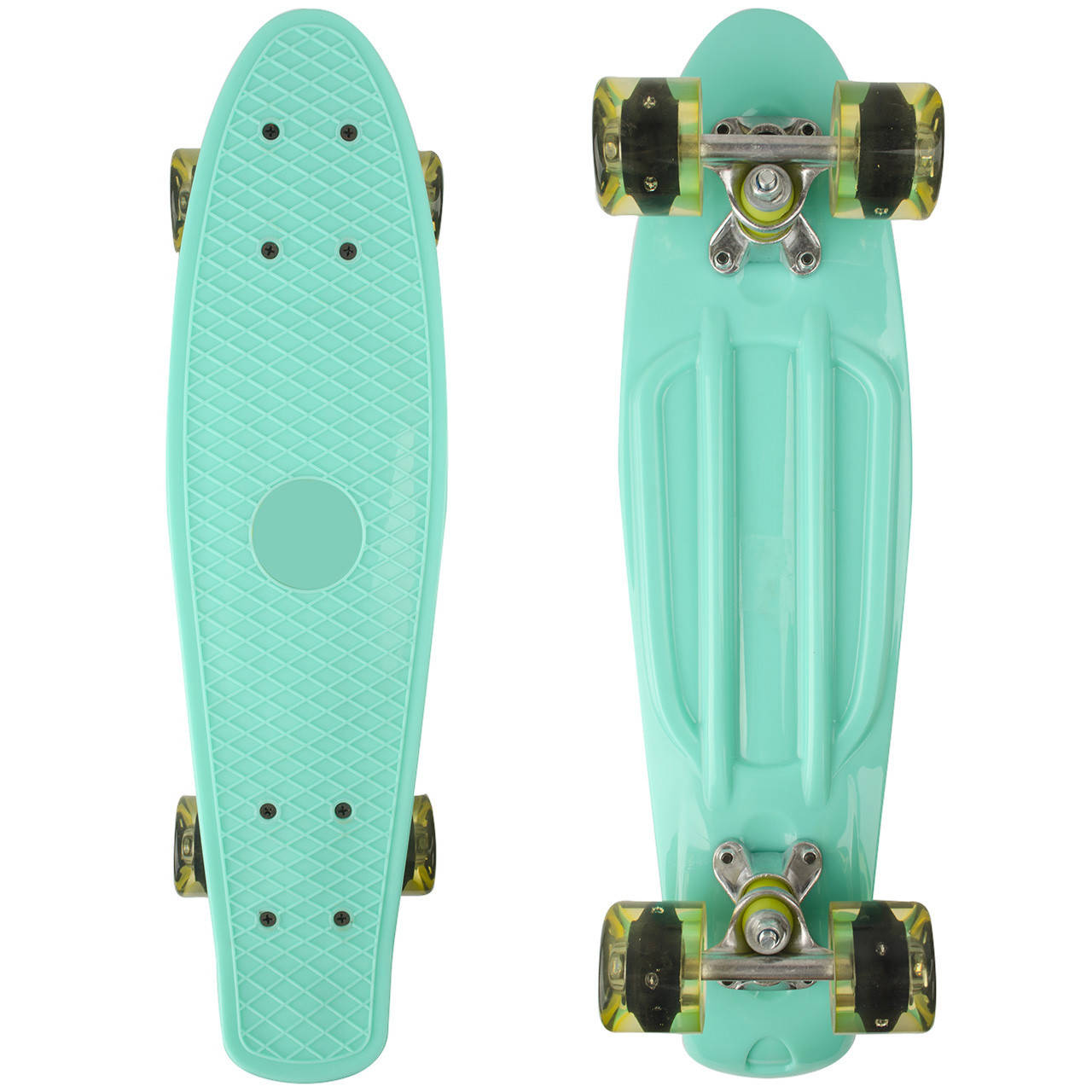 

Бирюзовый пенни борд со светящимися колесами penny board, Мятный