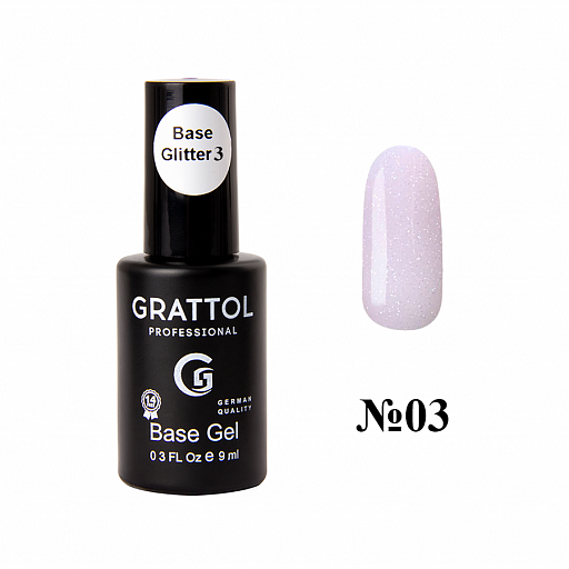 

Базовое покрытие для гель-лака Grattol Rubber Base Glitter 03, 9 мл