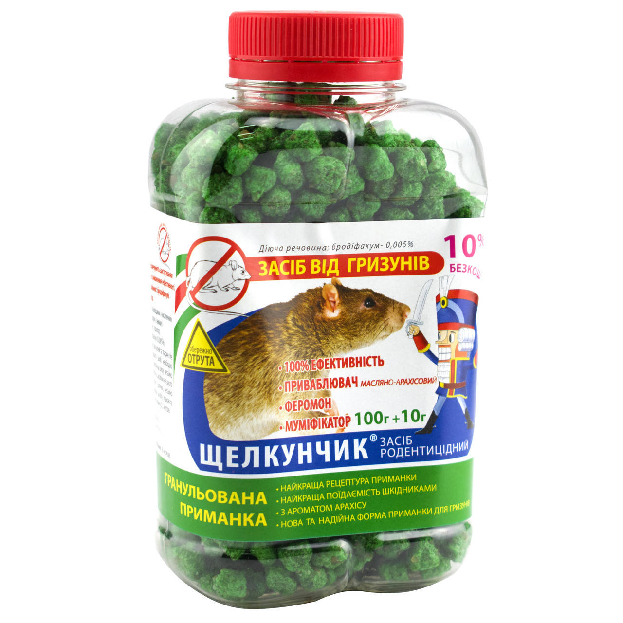 

Гранулы от крыс и мышей Щелкунчик с арахисовым привлекателем 110 г