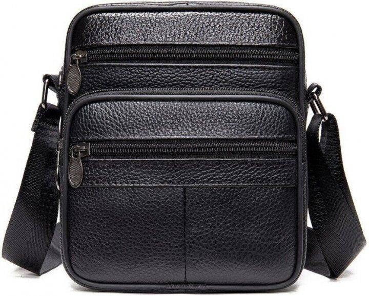 

Мужская сумка кожаная. Мужская барсетка Tiding Bag A25F-1345A черная, Черный