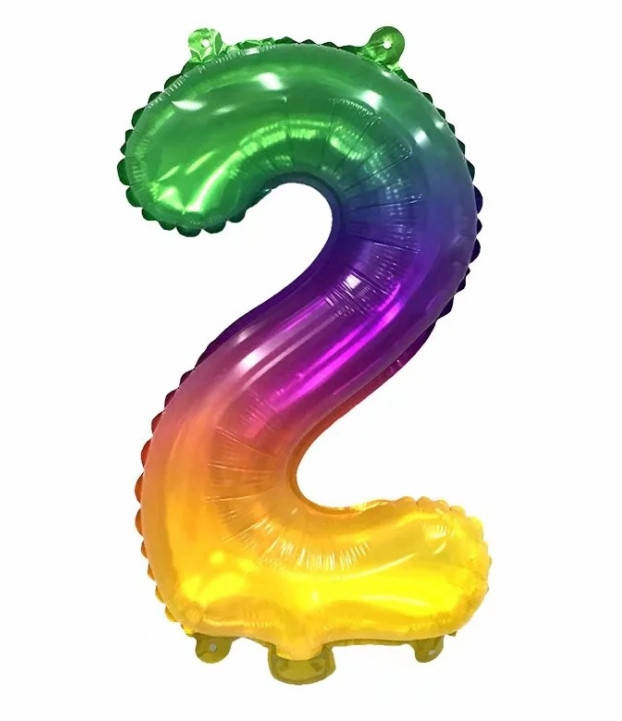 

Шар цифра "2" омбре радуга двухсторонняя, 35 см