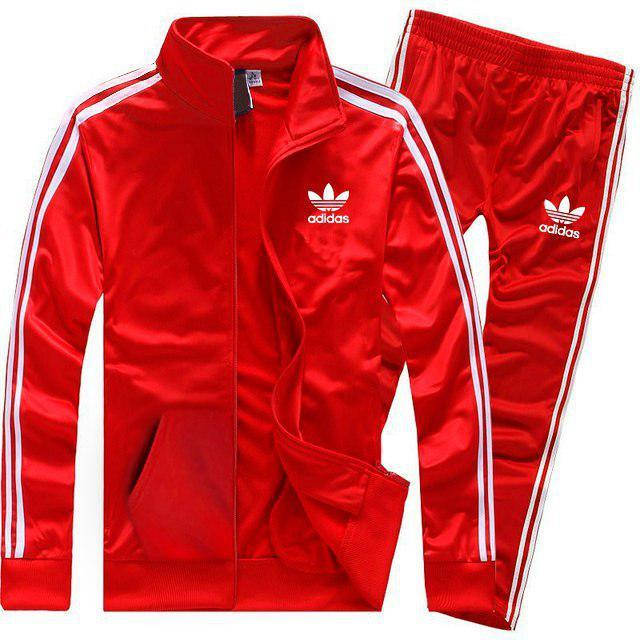 

Красный спортивный костюм Adidas с лампасами (Адидас), Черный