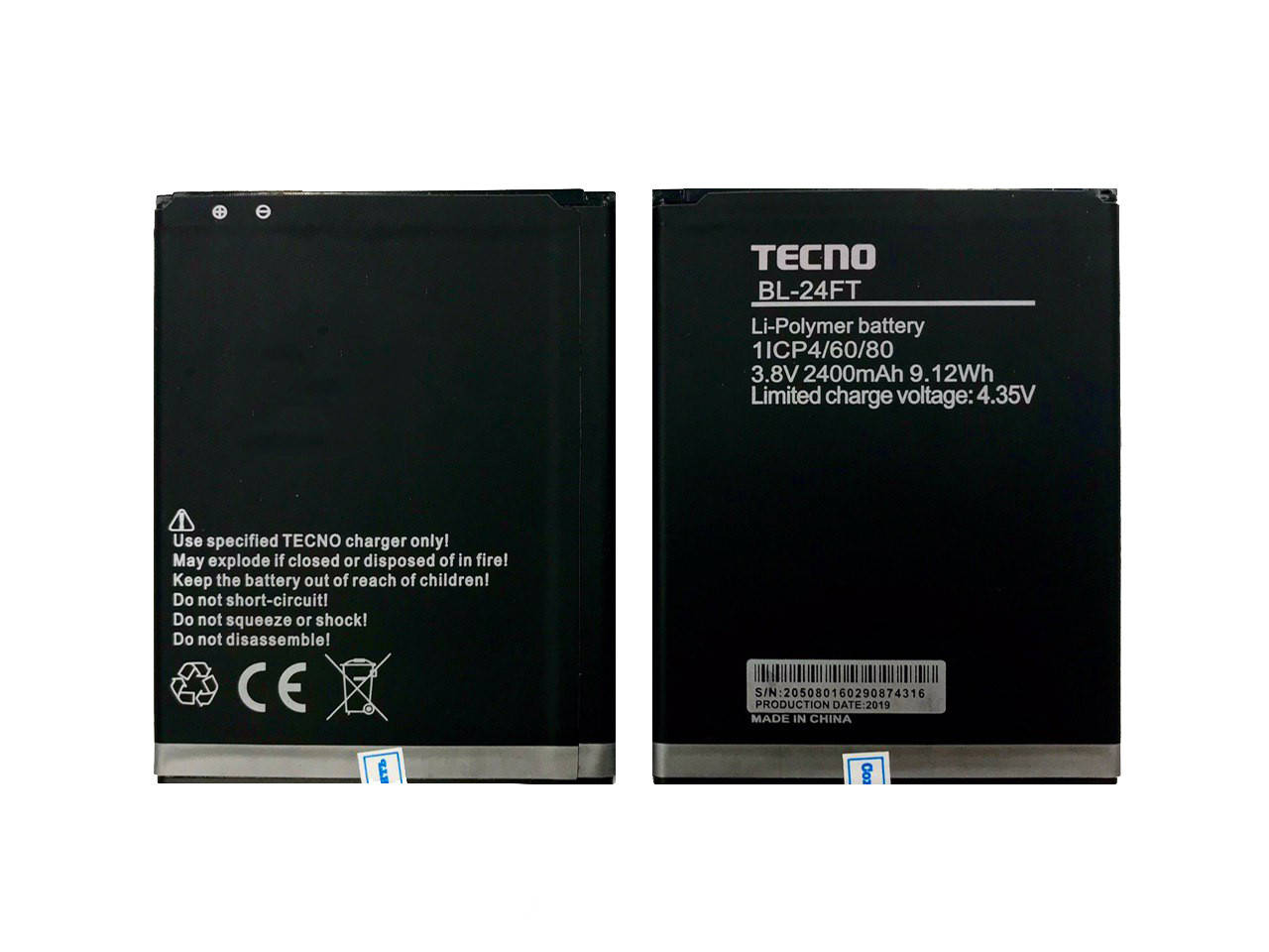 

Аккумулятор для Tecno Pop 2F (B1F) 2400 mAh (BL-24FT)