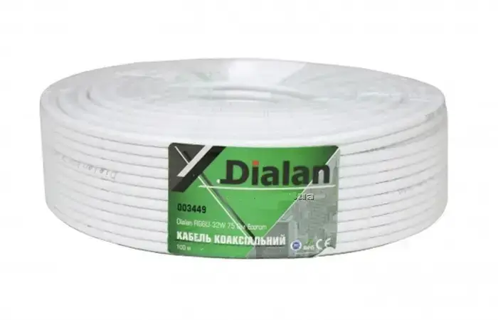 

Коаксиальный кабель 75 Ом Dialan RG6U-32W CCS 0,9 для видеонаблюдения