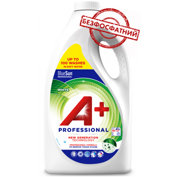 

Гель для стирки A+ Professional White для белого белья, 5.005 л (100 стирок)