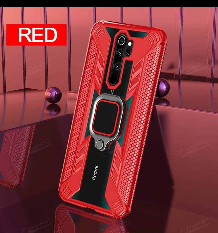 

Защитный чехол бампер на Xiaomi Redmi Note 8 Pro с кольцом. красный