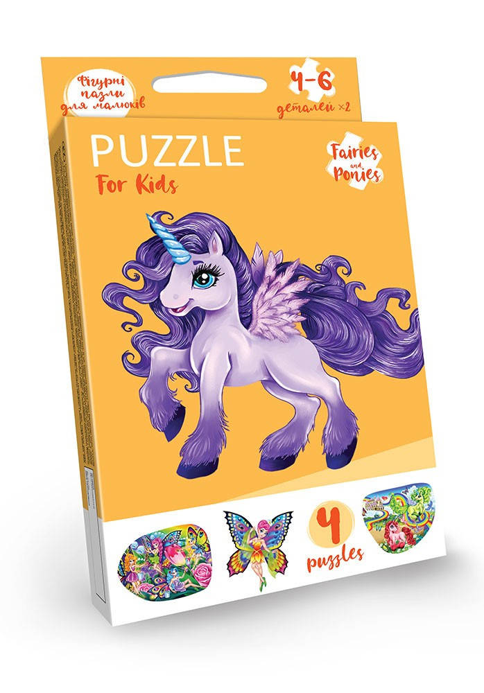

Детские картонные пазлы для самых маленьких Феи и пони, Puzzle For Kids (для детей), Danko Toys
