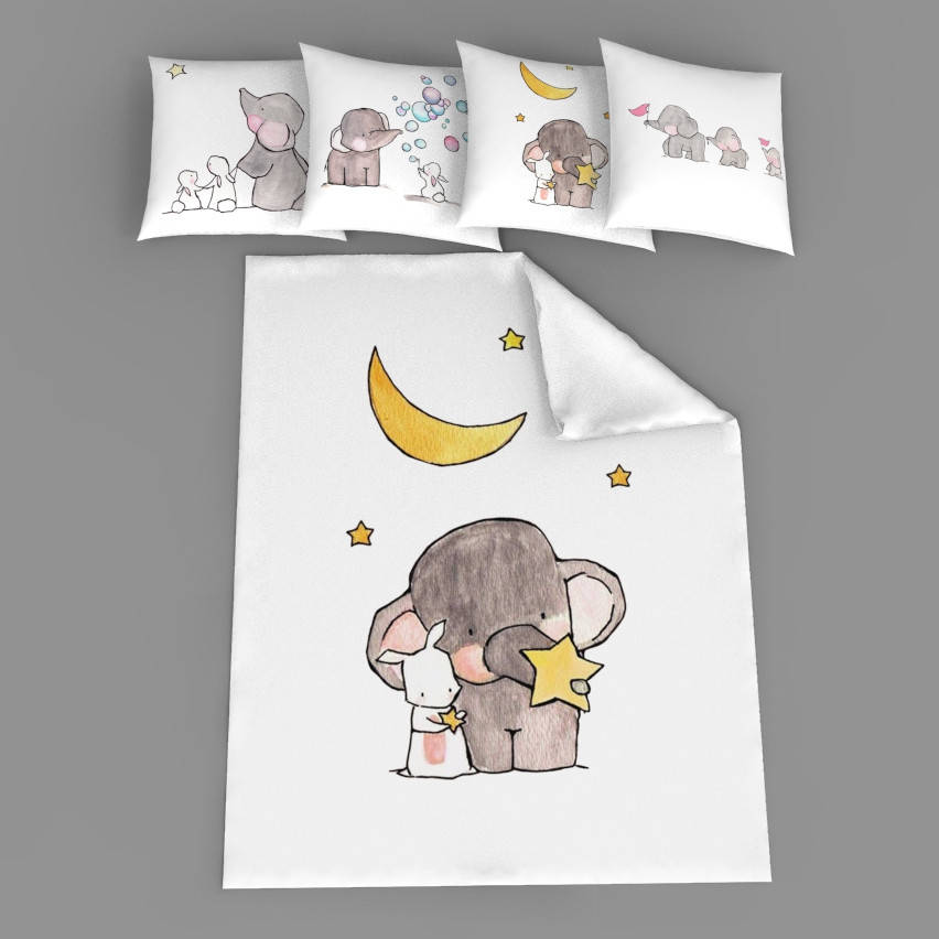 

Набір сатинових панелей "Намальований слоник з зайчиком"