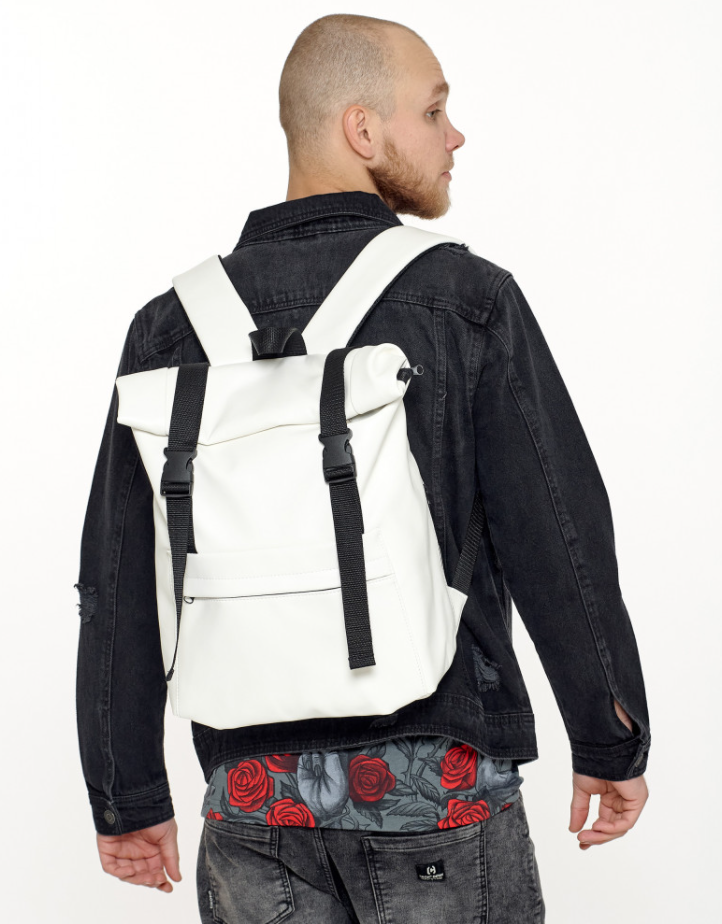 

Рюкзак для спортзала белый мужской Roll top на каждый день