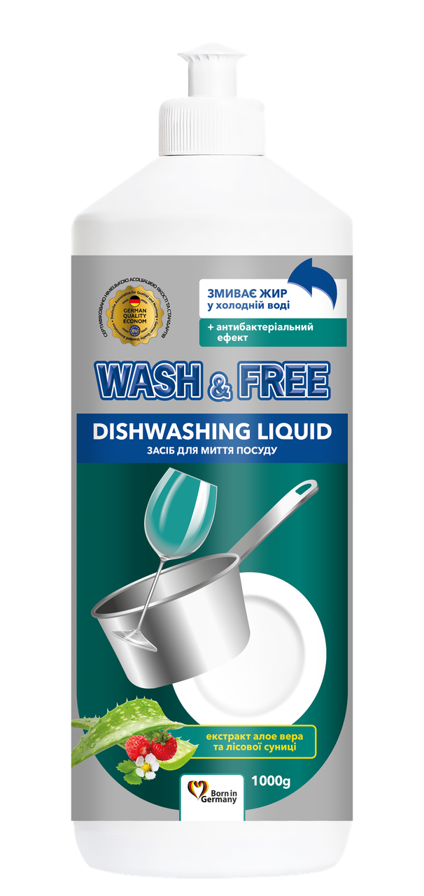 

Средство для мытья посуды "Wash&Free" экстракт алоэ вера и лесной земляники 1000г