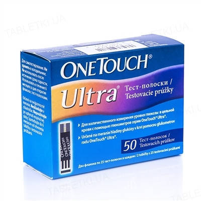 

Тест-полоски One Touch Ultra для глюкометра 2 флакона по 25 штук