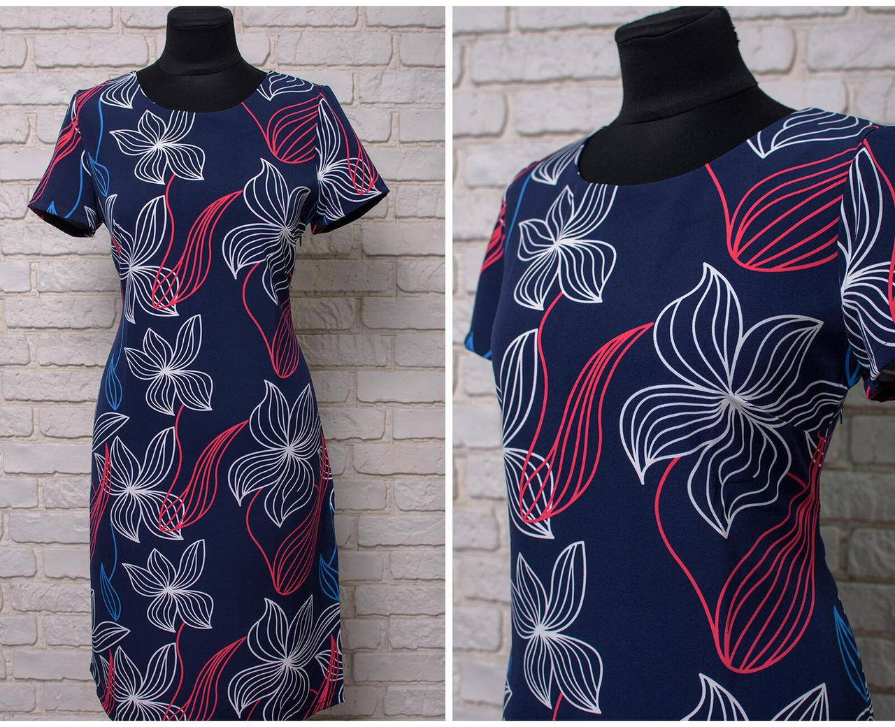 

Стильное женское платье с цветочным принтом Ткань Костюмная 48, 50, 52, 54 размер 48