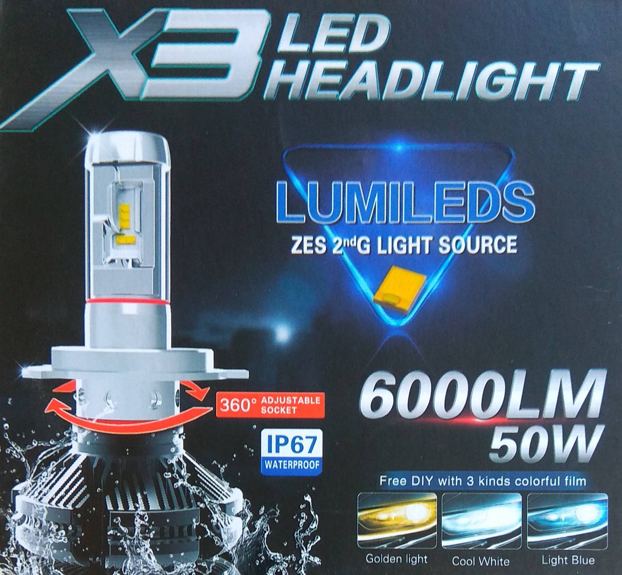 

Комплект: Лампы LED X3 Headlight platinum H4 6500k 6000Lm 50w КОМПЛЕКТ