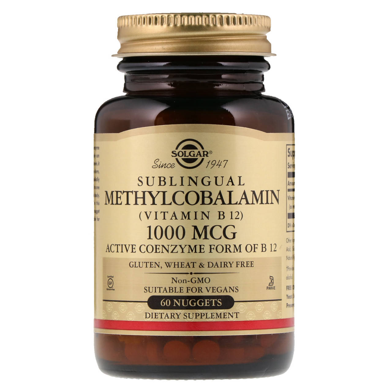 

Витамин В12 (метилкобаламин), Vitamin B12, Solgar, сублингвальный, 1000 мкг, 60 таблеток