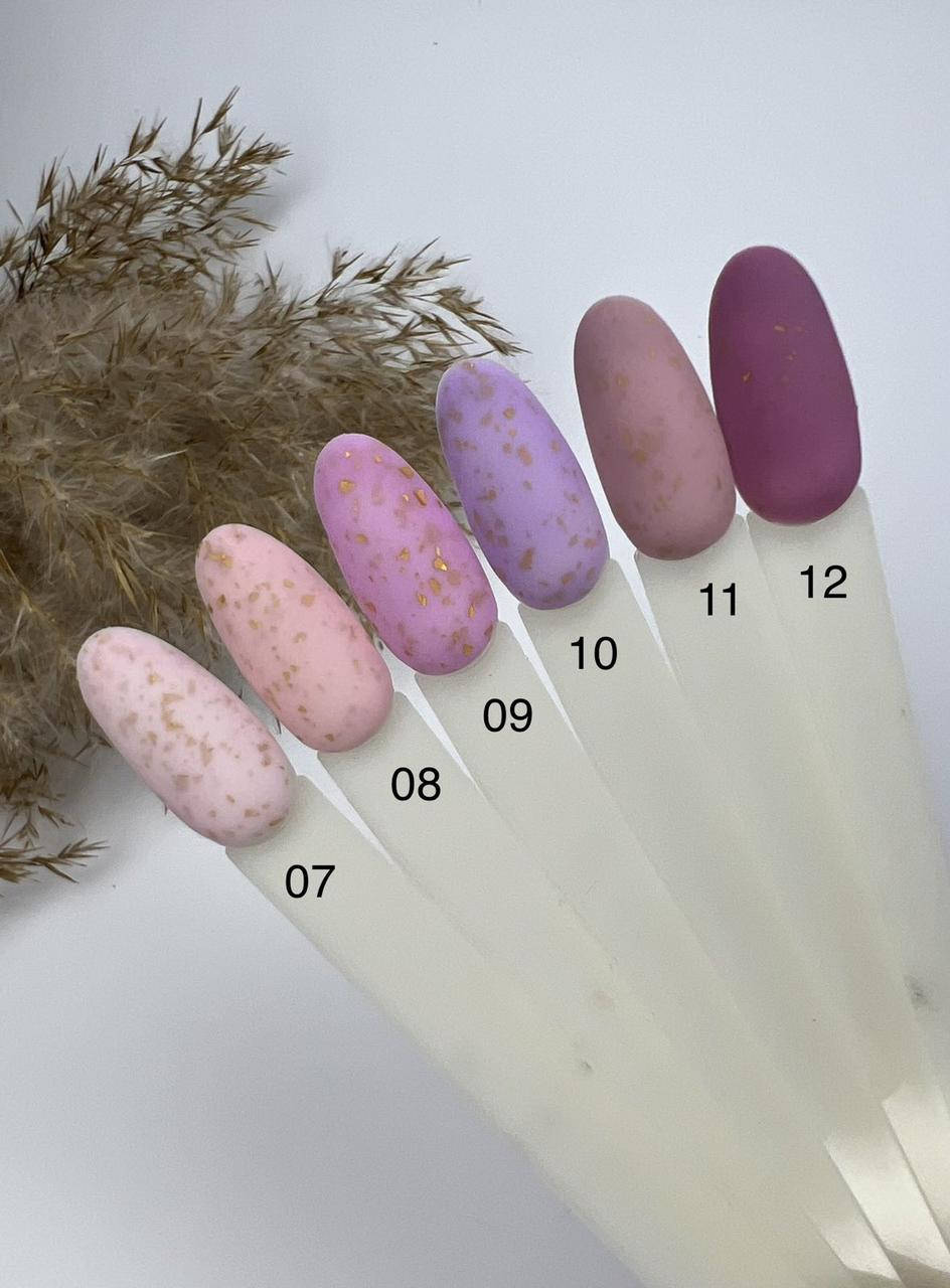 

Камуфляжная база для маникюра Afine Base Uno/ Уно с золотыми хлопьями потали, 12ml 10
