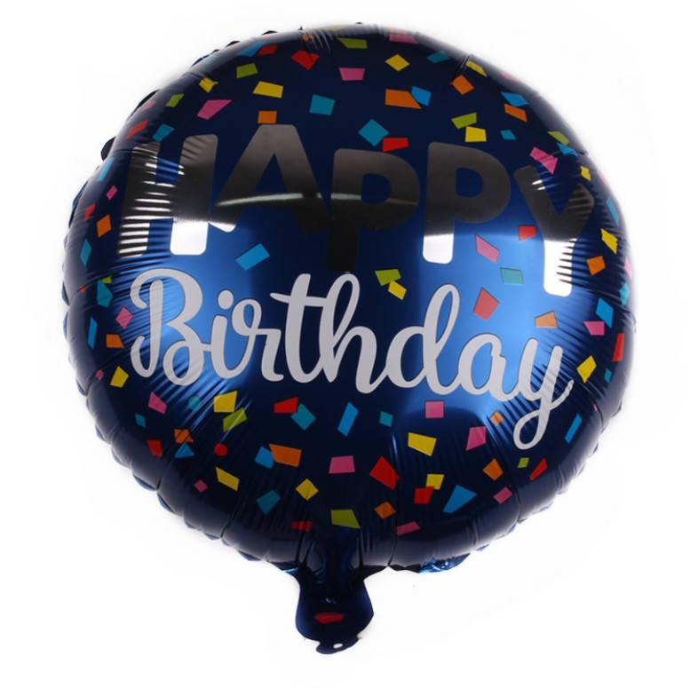 

Фольгированный шар Happy Birthday серебро на синем (Китай)