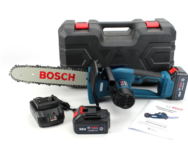 

Аккумуляторная пила Бош 36 c АКБ (36V 6.0Ah). цепная пила Bosch с аккумуляторами.
