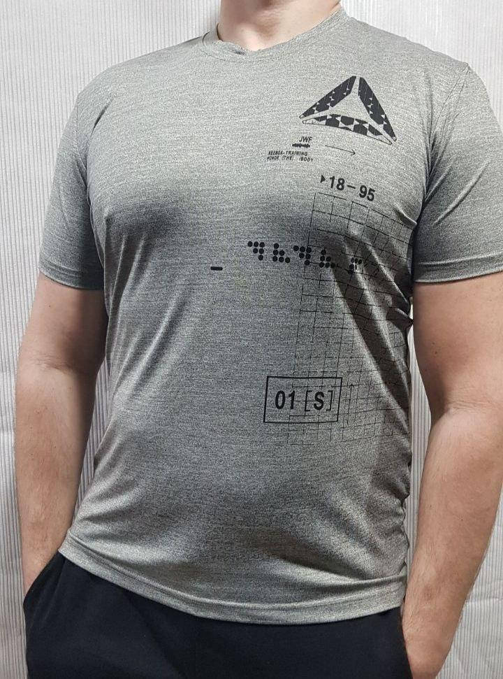 

Мужская спортивная футболка Reebok для тренировок серая полиэстер 2XL, Серый