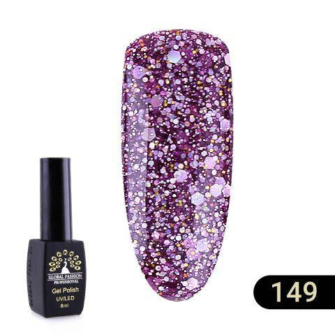 

Гель лак GLOBAL FASHION BLACK ELITE 149 (темно-фиолетовый с крупным глиттером)