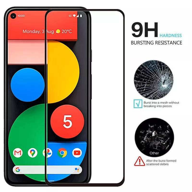 

Защитное стекло 5D полный клей для Google Pixel Пиксель 5a, Черный