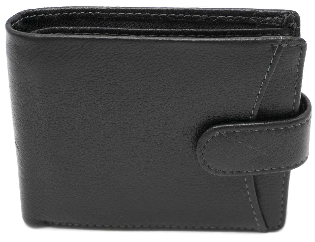 

Кожаное черное мужское портмоне с фиксатором на кнопке NiceBags A203-A, Черный