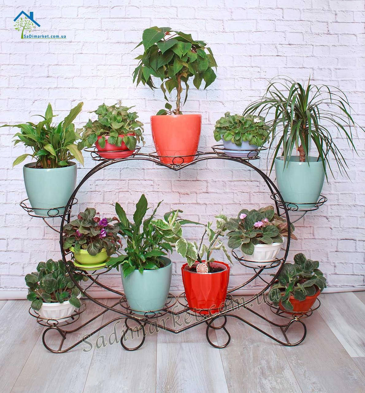 

Кованая подставка для цветов Сердце на 11 горшков