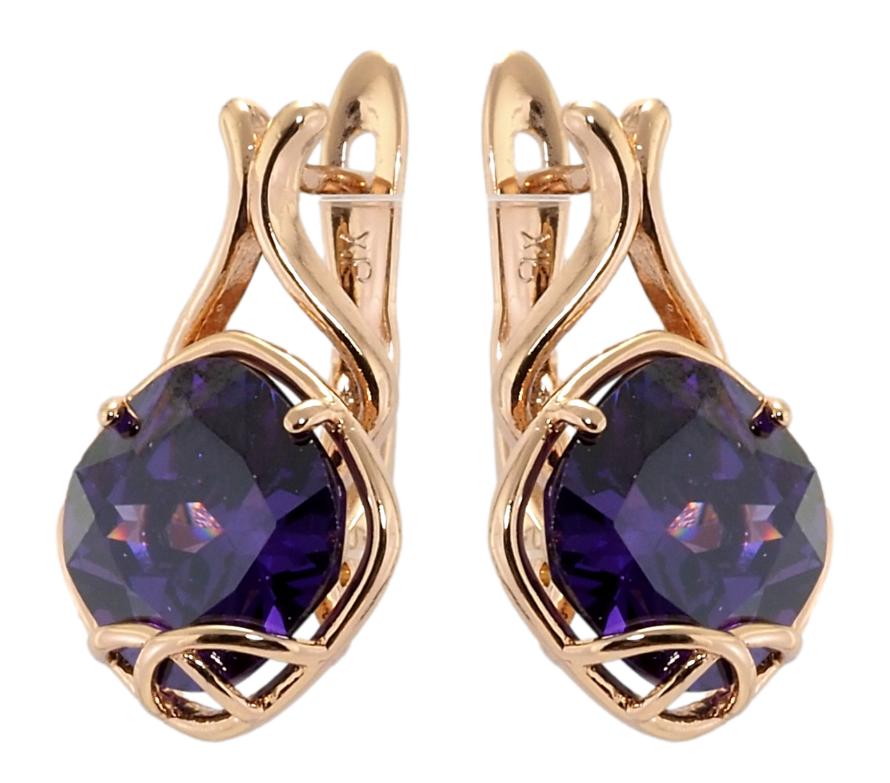 

Серьги Xuping Позолота РО английский замок "Сиреневые фианиты"