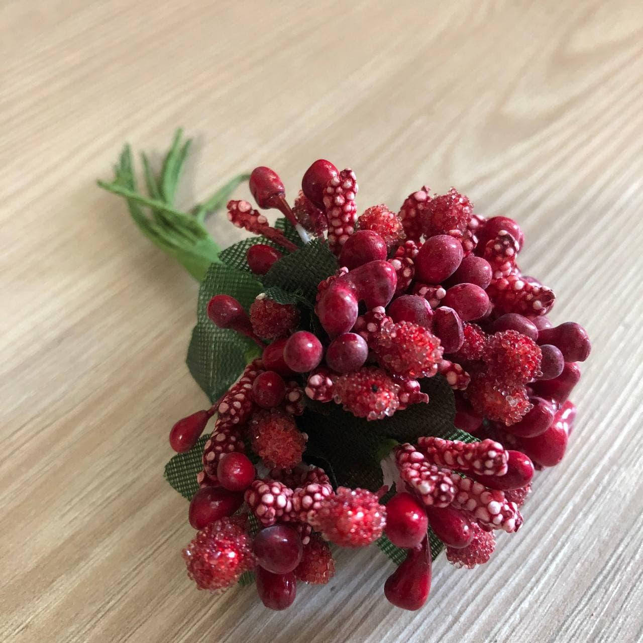 

Тычинки бутоньерки цветочки красные 6 штук