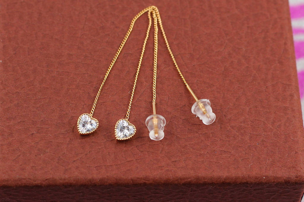 

Серьги продевки Xuping Jewelry сердечки 8,5 см золотистые