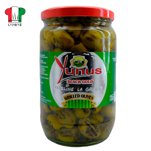 

Оливки гриль в масле б/к с/б 720/430г, тм Yunus